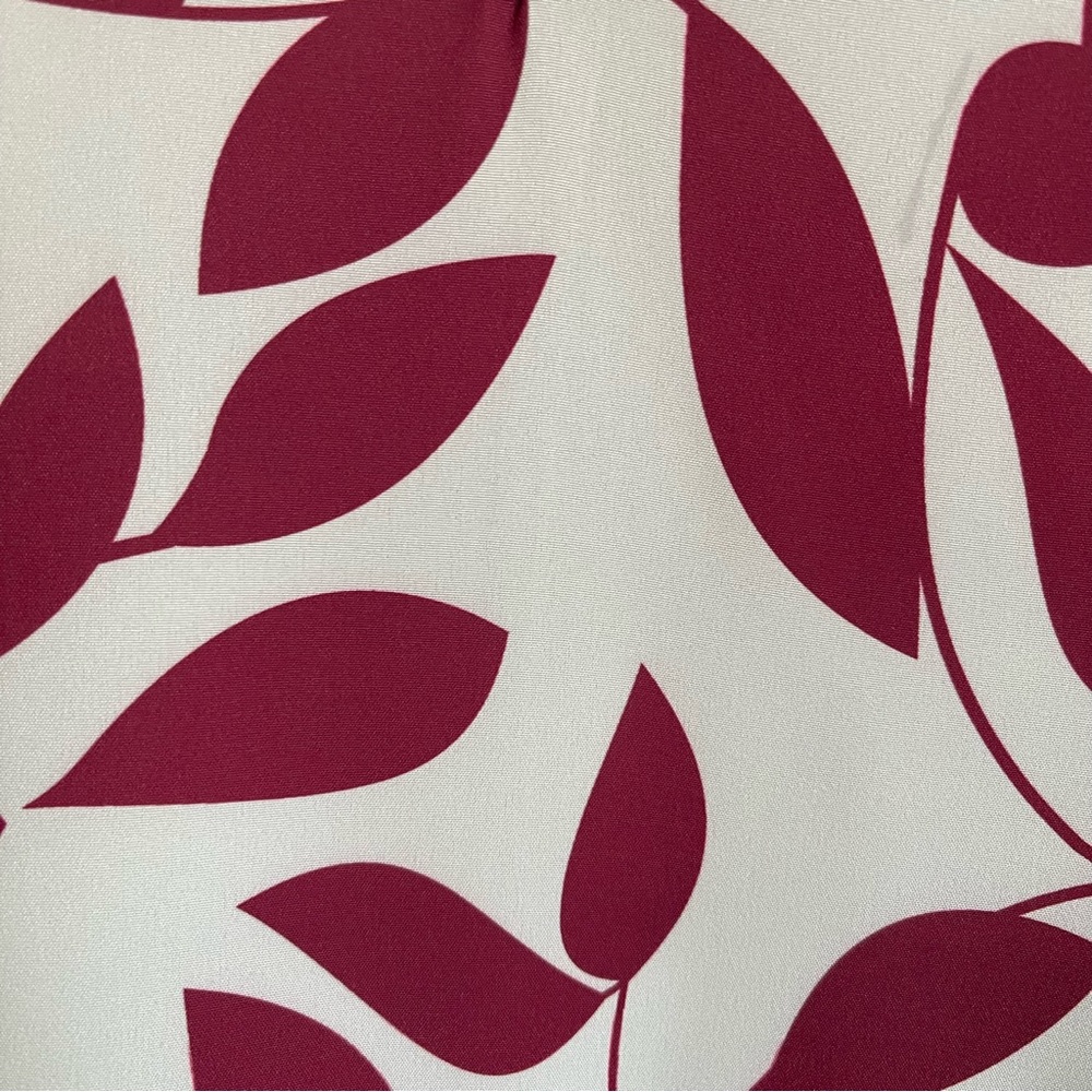 NWT Fall Long Sleeve Plant Print Dress in White and Burgundy Red Color. - Picture 7 of 13